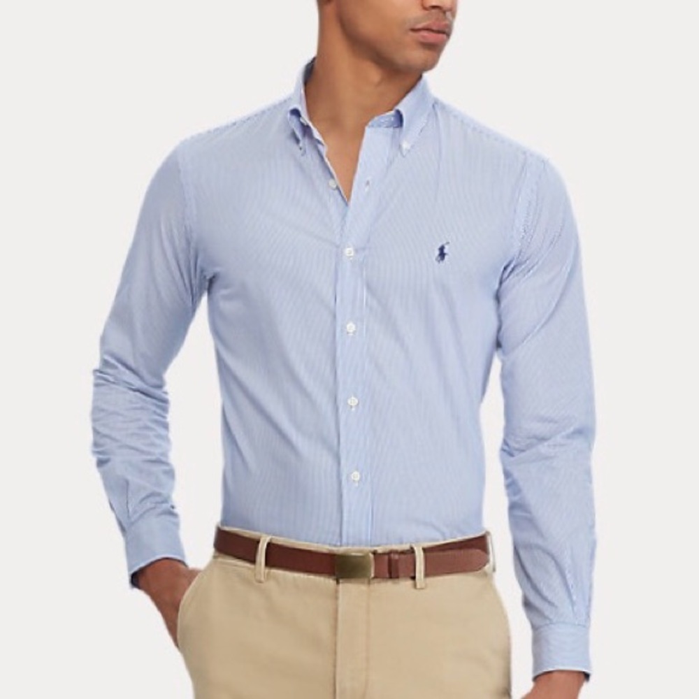 NWT Ralph Lauren Men’s Striped Poplin Polo Shirt